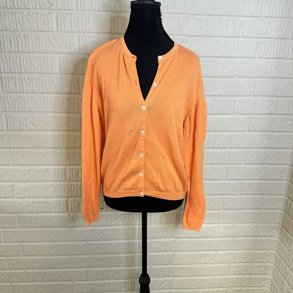 Vintage Lilly Pulitzer Button Up Cardigan Sweater Academia Preppy Orange Sz M
